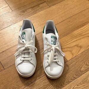 Adidas White and Green Stan Smith Sneakers